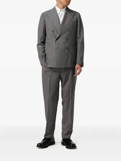 Tagliatore Pinstripe Double-breasted Suit Jacket In Gray