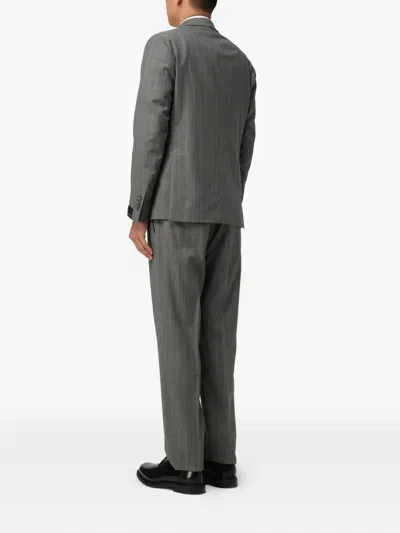 Tagliatore Pinstripe Double-breasted Suit Jacket In Gray