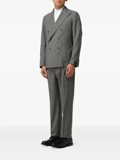 Tagliatore Pinstripe Double-breasted Suit Jacket In Gray
