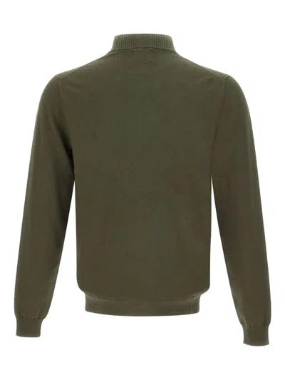 Sun 68 Half-zip Logo-embroidered Sweater In Green