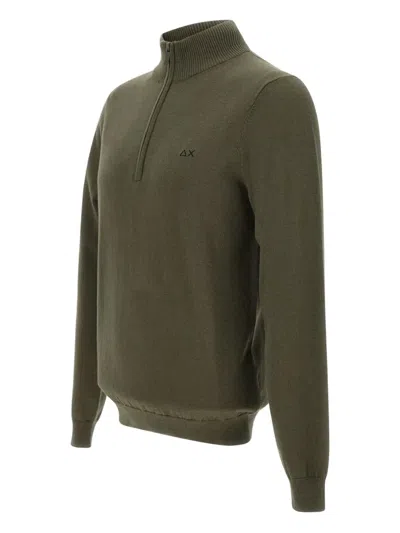 Sun 68 Half-zip Logo-embroidered Sweater In Green