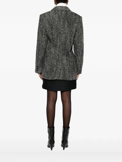 Isabel Marant Womens Atrium Ezzia Double-breasted Wool-blend Jacket Black Ecru In Gray