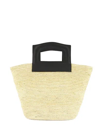 草编皮质手柄手提包