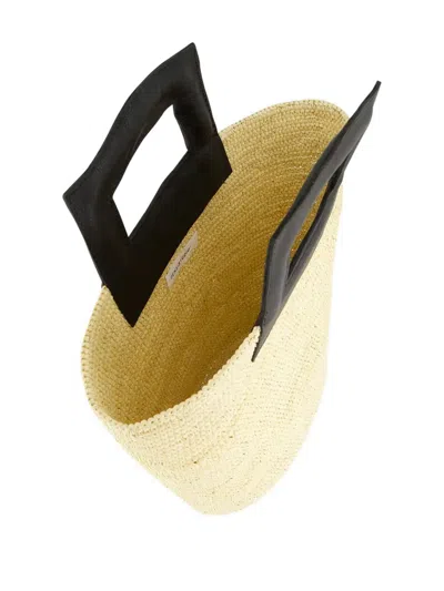 草编皮质手柄手提包