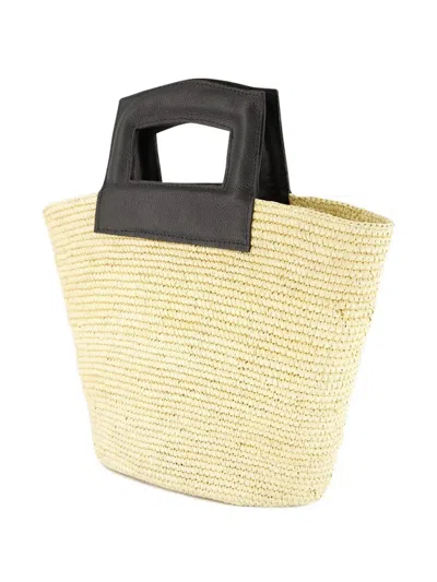 草编皮质手柄手提包