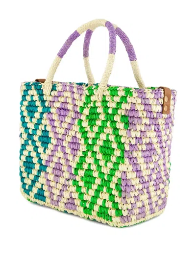 Sensi Studio Medium Canasta Patterned-straw Tote Bag In Neutral