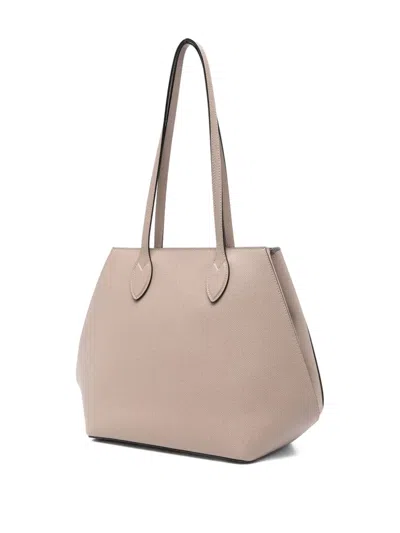 Valextra Leather Tote Bag In Neutral