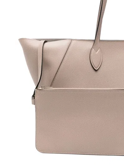 Valextra Leather Tote Bag In Neutral