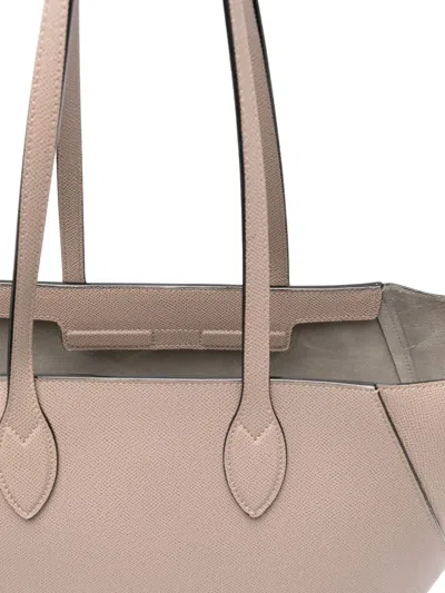 Valextra Leather Tote Bag In Neutral