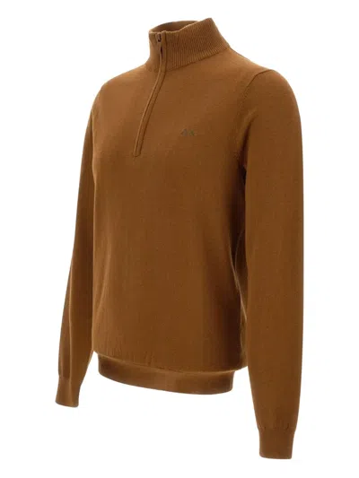 Sun 68 Half-zip Sweater In Brown