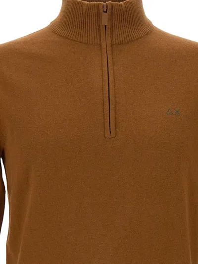 Sun 68 Half-zip Sweater In Brown
