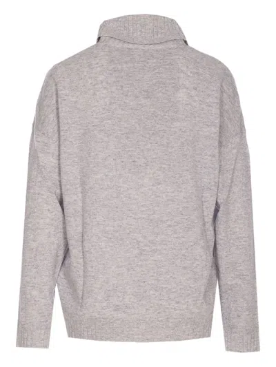 Liu •jo Turtleneck Logo Sweater In Gray