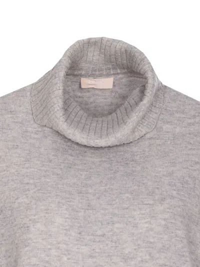 Liu •jo Turtleneck Logo Sweater In Gray