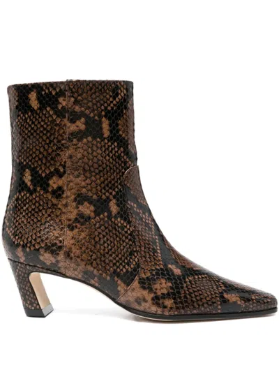 Stuart Weitzman Stassi 50 Snake-effect Leather Ankle Boots In Multi