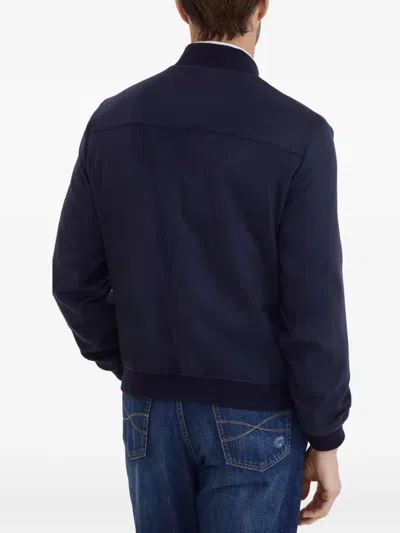 Brunello Cucinelli Cashmere Bomber Jacket In Blue
