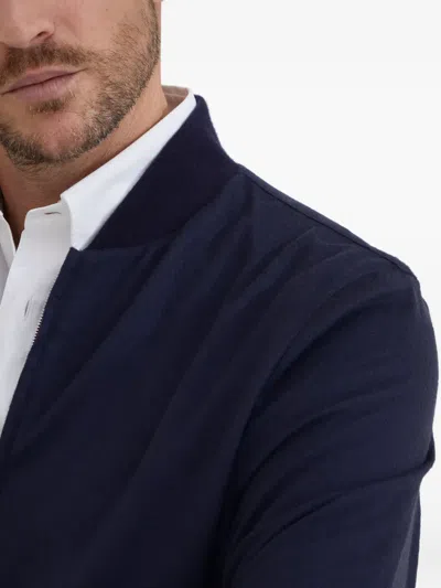 Brunello Cucinelli Cashmere Bomber Jacket In Blue