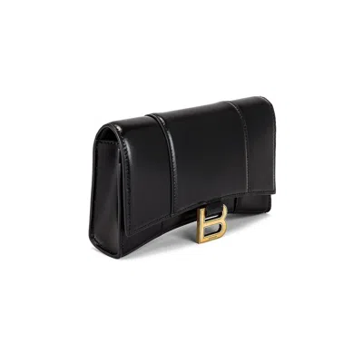 Balenciaga Shiny Calfskin Hourglass Chain Wallet In Brown