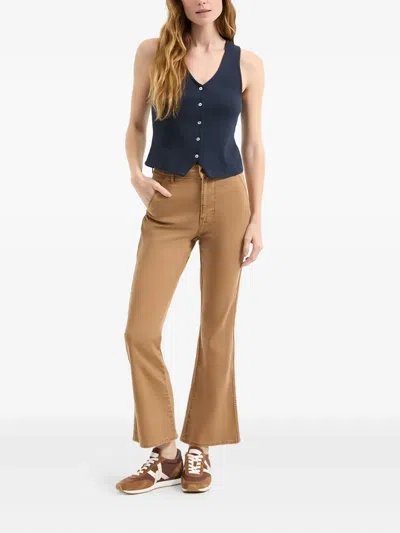 Veronica Beard Carson High-rise Ankle Flare Jeans With Slant Pockets In Brown