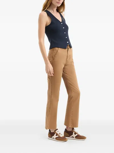 Veronica Beard Carson High-rise Ankle Flare Jeans With Slant Pockets In Brown