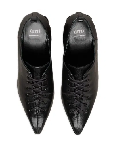 Ami Alexandre Mattiussi 90mm Pointed-toe Lace-up Pumps In Black