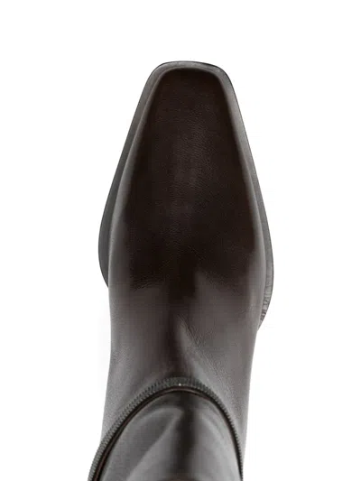 Brunello Cucinelli Leather Cowboy Boots In Black