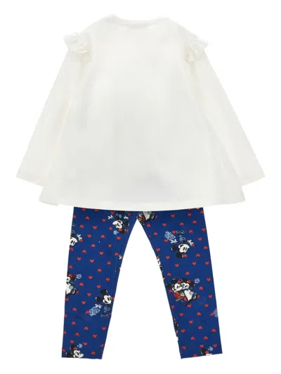 Monnalisa Kids' X Disney Mickey Mouse T-shirt And Leggings Set In Blue