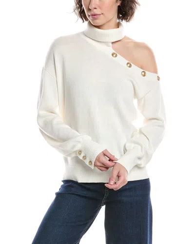 L'agence Brixie One-shoulder Turtleneck Wool-blend Sweater In White
