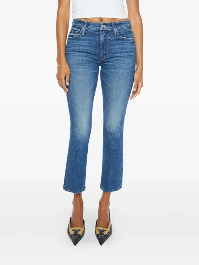 Mother The Insider Crop Step Fray Jeans In Blue
