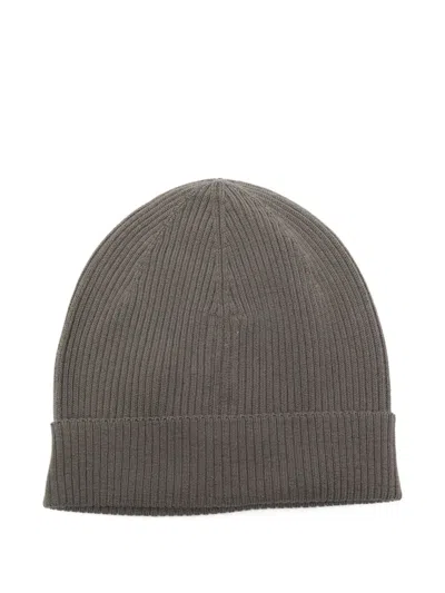 Rick Owens Cozy Ribbed Wool Beanie Folded Cuff In Brown