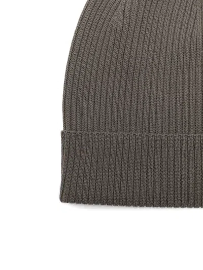 Rick Owens Cozy Ribbed Wool Beanie Folded Cuff In Brown