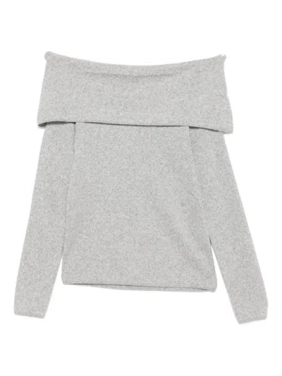 Seventy Grey Bardot Neck Sweater In Gray
