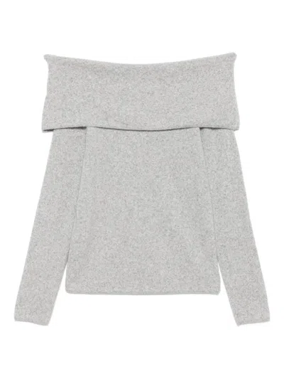 Seventy Grey Bardot Neck Sweater In Gray