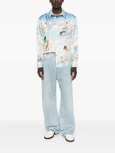 Casablanca Long-sleeved Graphic Print T-shirt In Multi