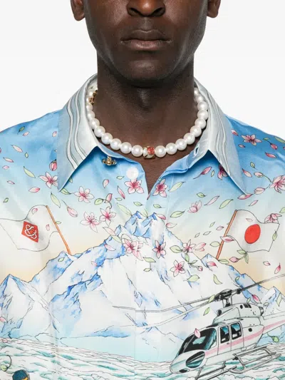 Casablanca Long-sleeved Graphic Print T-shirt In Multi