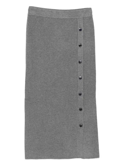 Liu •jo Liu Jo Gray Knit Midi Skirt In Gray