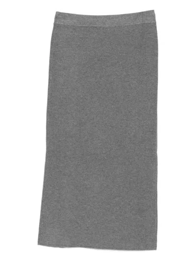 Liu •jo Liu Jo Gray Knit Midi Skirt In Gray