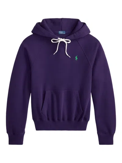 Polo Ralph Lauren Cozy Fleece Hoodie Drawstring Style In Purple