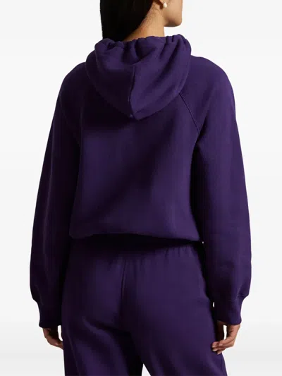 Polo Ralph Lauren Cozy Fleece Hoodie Drawstring Style In Purple
