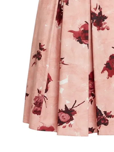 Erdem Womens Rose Slipper Pink Floral-print Pleated Cotton Midi Skirt In Pink