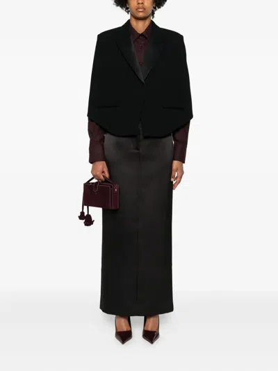 Khaite Satin-lapel Cropped Jacket In Black