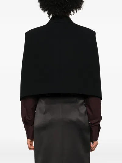 Khaite Satin-lapel Cropped Jacket In Black