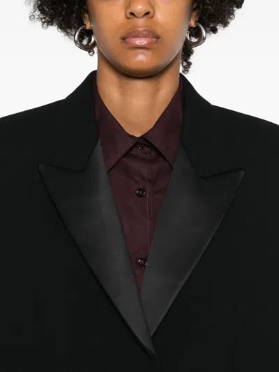 Khaite Satin-lapel Cropped Jacket In Black