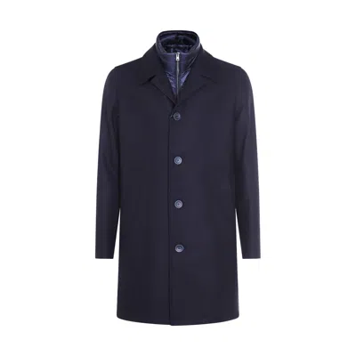Herno Lapel Side Pockets Long Sleeves Coat In Blue
