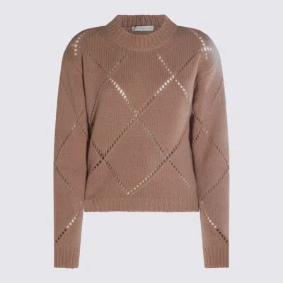 Zanone Diamond-pattern Knit Sweater In Brown