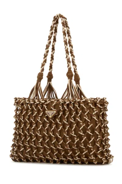 Prada Dual Texture Shopping Tote In Multi