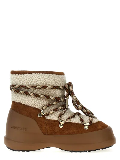Moon Boot Shearling And Suede Winter Boots In Brown