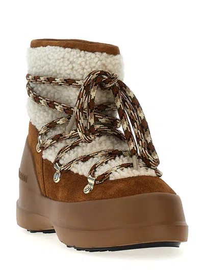 Moon Boot Shearling And Suede Winter Boots In Brown