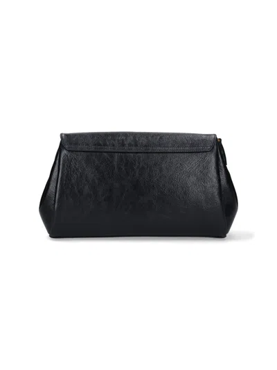 Dries Van Noten Textured Leather Shoulder Bag With Gold-tone Buckle Closure In Black