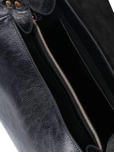 Dries Van Noten Textured Leather Shoulder Bag With Gold-tone Buckle Closure In Black