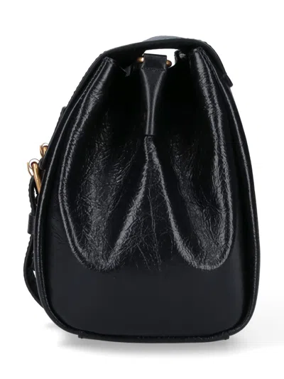 Dries Van Noten Textured Leather Shoulder Bag With Gold-tone Buckle Closure In Black